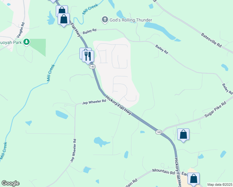 map of restaurants, bars, coffee shops, grocery stores, and more near 402 Northbrooke Way in Woodstock