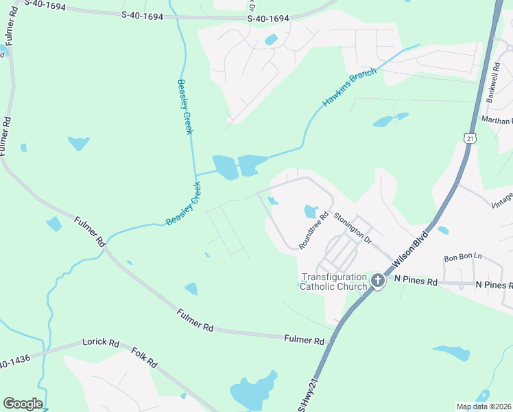 map of restaurants, bars, coffee shops, grocery stores, and more near 44 Roundtree Road in Blythewood