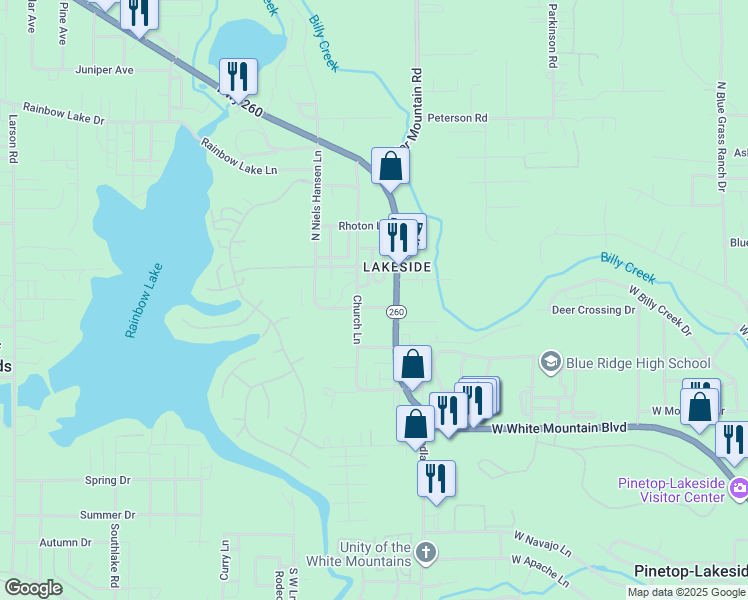 map of restaurants, bars, coffee shops, grocery stores, and more near 1756 John L Fish Ln in Pinetop-Lakeside