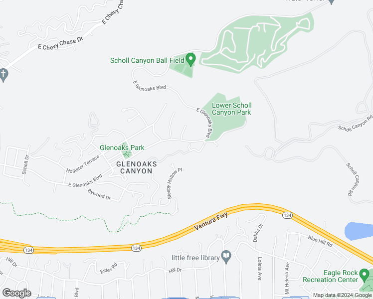map of restaurants, bars, coffee shops, grocery stores, and more near 2752 East Glenoaks Boulevard in Glendale