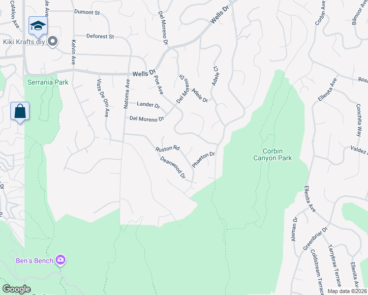 map of restaurants, bars, coffee shops, grocery stores, and more near 20212 Ruston Road in Los Angeles