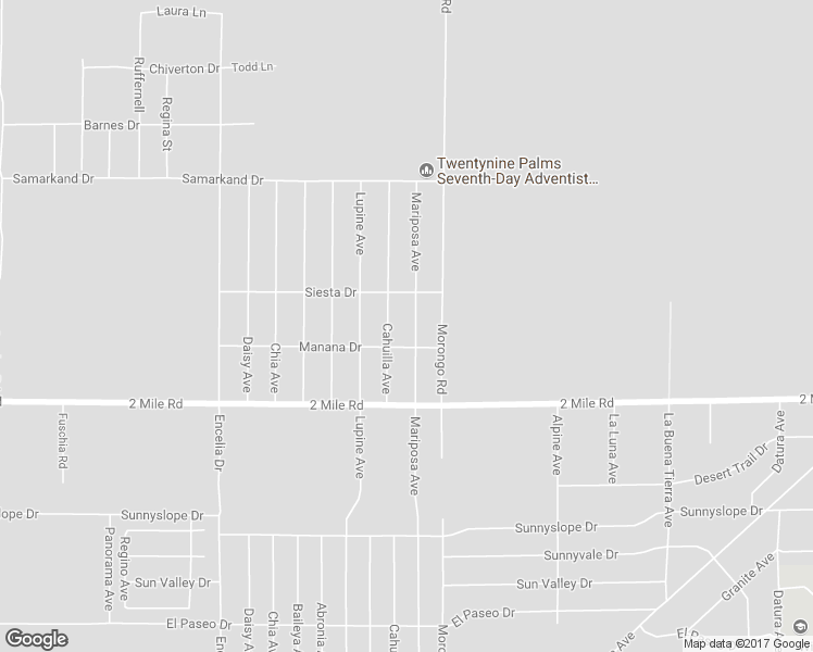 map of restaurants, bars, coffee shops, grocery stores, and more near 5564 Mariposa Avenue in Twentynine Palms
