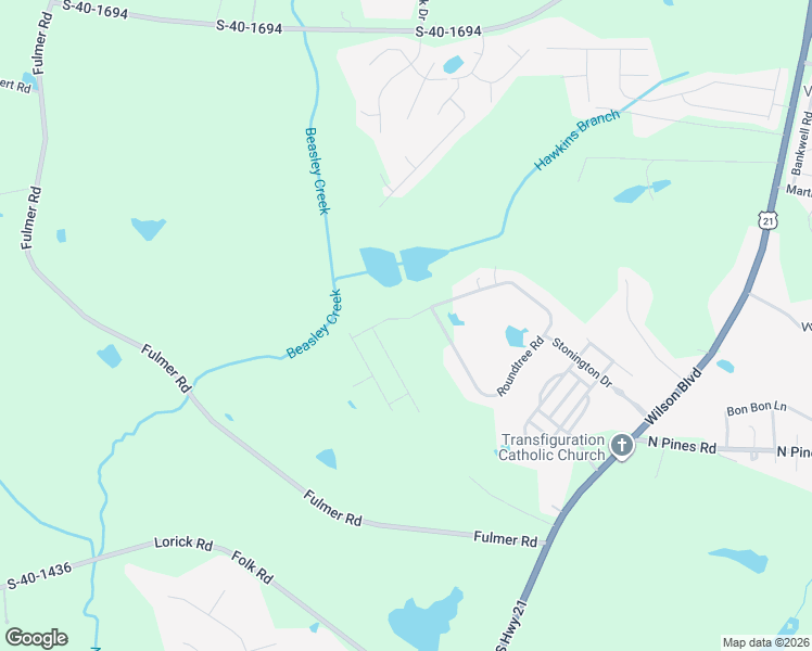 map of restaurants, bars, coffee shops, grocery stores, and more near 44 Roundtree Road in Blythewood