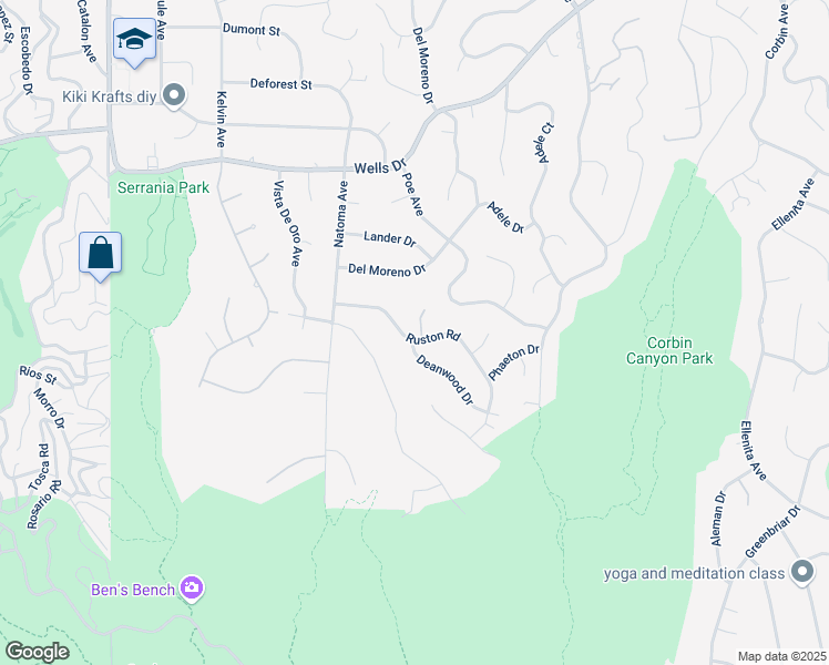 map of restaurants, bars, coffee shops, grocery stores, and more near 20301 Ruston Road in Los Angeles