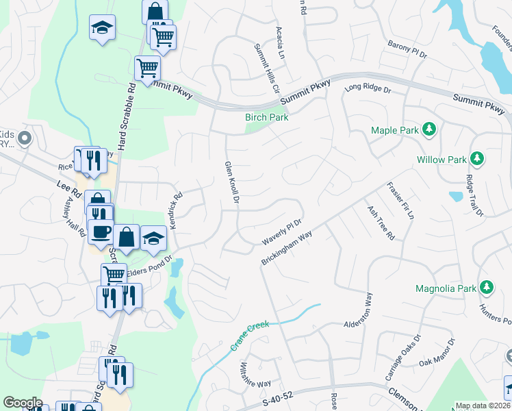 map of restaurants, bars, coffee shops, grocery stores, and more near 1111 Waverly Place Lane in Columbia