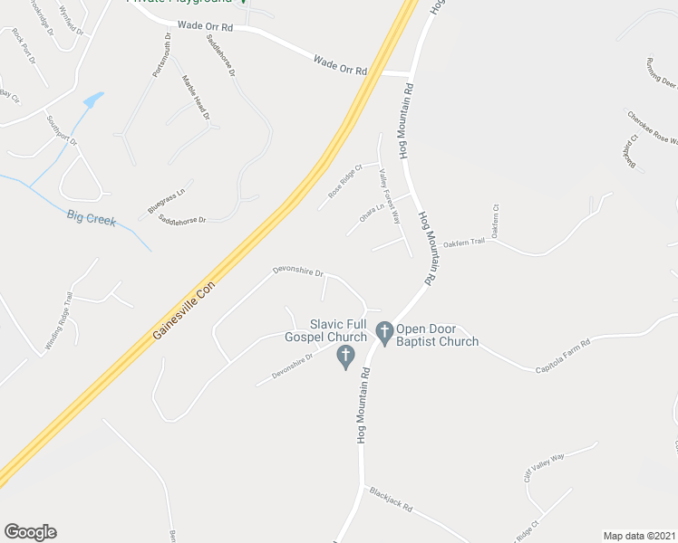 map of restaurants, bars, coffee shops, grocery stores, and more near 6080 Devonshire Drive in Flowery Branch