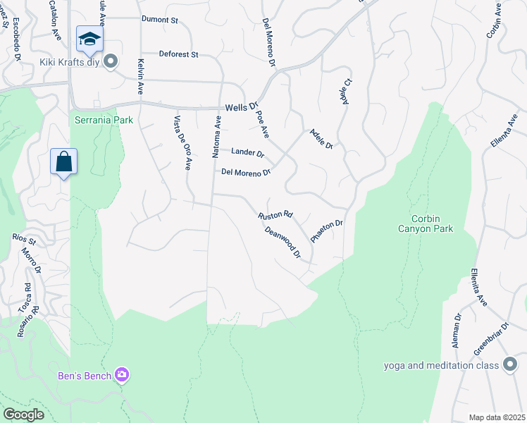 map of restaurants, bars, coffee shops, grocery stores, and more near 20301 Ruston Road in Los Angeles
