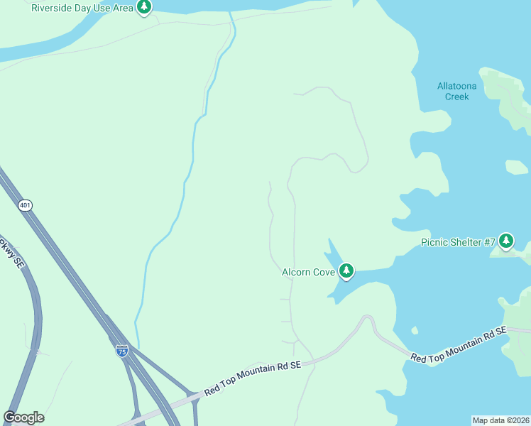 map of restaurants, bars, coffee shops, grocery stores, and more near 25 Sunset Ridge in Cartersville