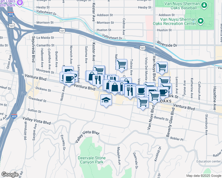 map of restaurants, bars, coffee shops, grocery stores, and more near in Los Angeles