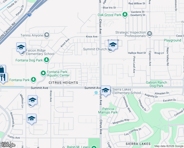 map of restaurants, bars, coffee shops, grocery stores, and more near in Fontana