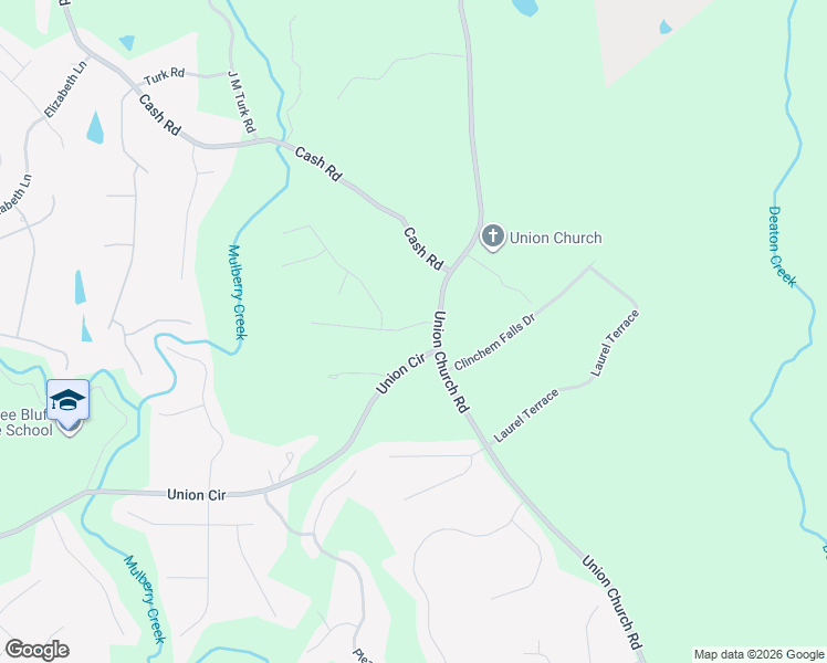 map of restaurants, bars, coffee shops, grocery stores, and more near 5210 Union Church Road in Flowery Branch