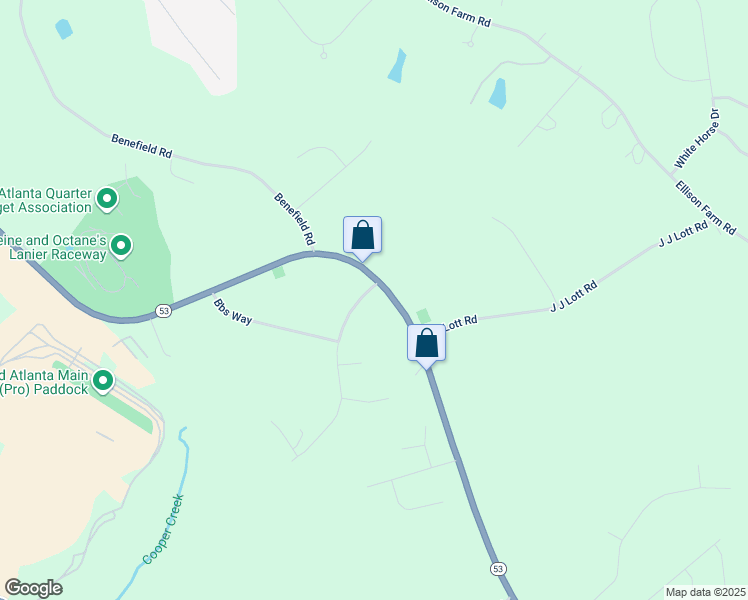 map of restaurants, bars, coffee shops, grocery stores, and more near 5407 Technology Parkway in Braselton