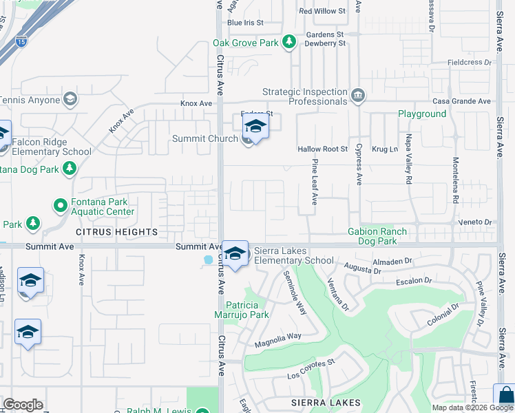 map of restaurants, bars, coffee shops, grocery stores, and more near 5595 Soriano Way in Fontana
