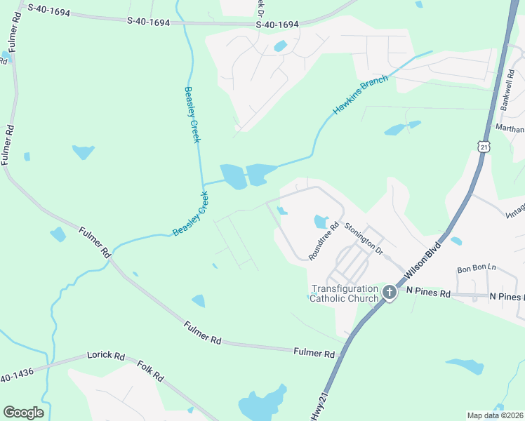 map of restaurants, bars, coffee shops, grocery stores, and more near 44 Roundtree Road in Blythewood