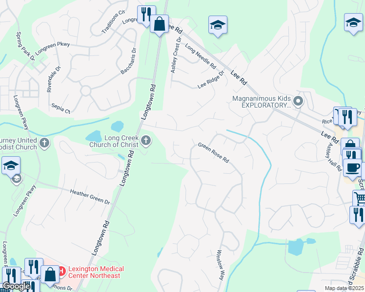 map of restaurants, bars, coffee shops, grocery stores, and more near 7 Lippwell Court in Columbia