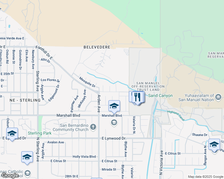 map of restaurants, bars, coffee shops, grocery stores, and more near 5614 Belvedere Avenue in Highland