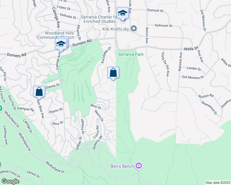 map of restaurants, bars, coffee shops, grocery stores, and more near 20901 Abalar Street in Los Angeles