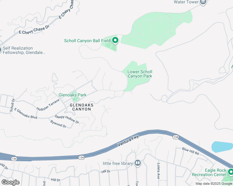 map of restaurants, bars, coffee shops, grocery stores, and more near 2760 East Glenoaks Boulevard in Glendale