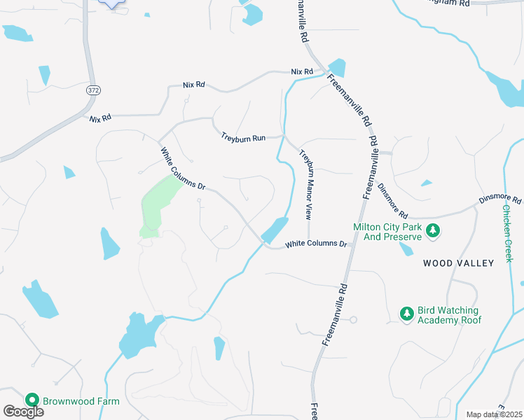 map of restaurants, bars, coffee shops, grocery stores, and more near Hampton Bluff Drive in Milton