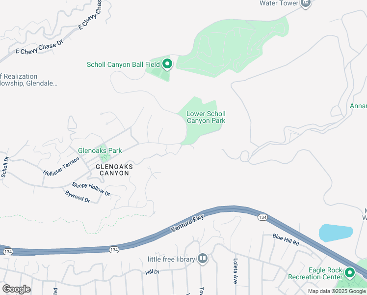 map of restaurants, bars, coffee shops, grocery stores, and more near 2800 Glenoaks Canyon Drive in Glendale