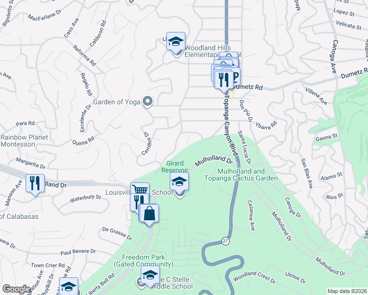map of restaurants, bars, coffee shops, grocery stores, and more near 4723 Conejo Avenue in Los Angeles