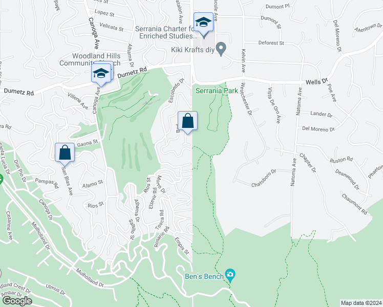 map of restaurants, bars, coffee shops, grocery stores, and more near 20901 Abalar Street in Los Angeles