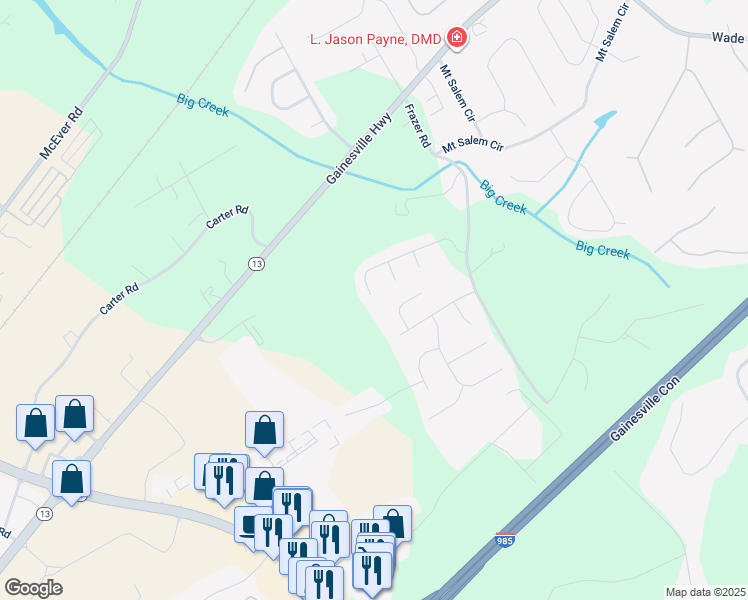 map of restaurants, bars, coffee shops, grocery stores, and more near 5395 Summer Oak Lane in Sugar Hill