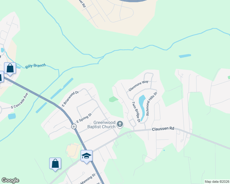 map of restaurants, bars, coffee shops, grocery stores, and more near 2125 Waverly Woods Drive in Florence