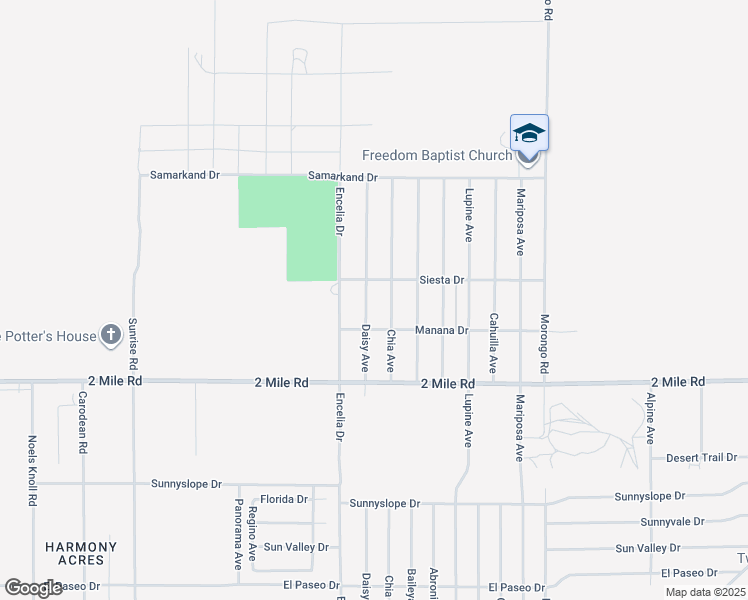 map of restaurants, bars, coffee shops, grocery stores, and more near 5539 Daisy Avenue in Twentynine Palms