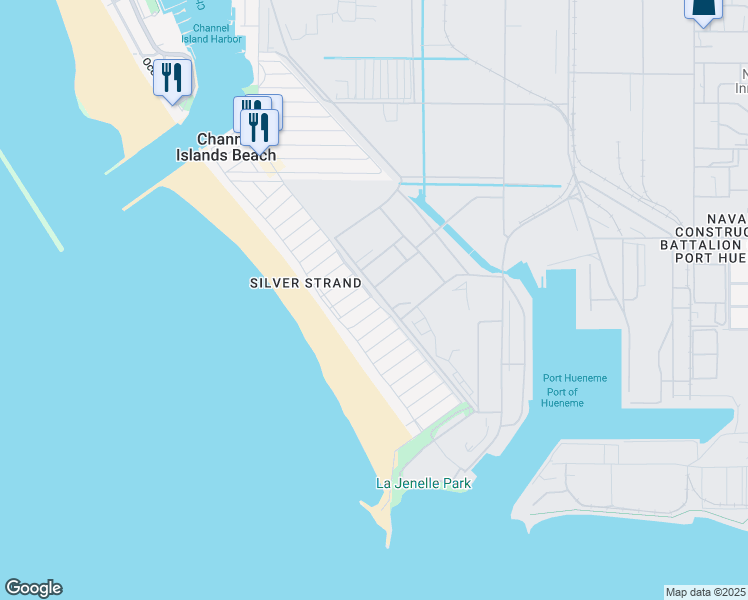 map of restaurants, bars, coffee shops, grocery stores, and more near 150 Ventura Avenue in Oxnard