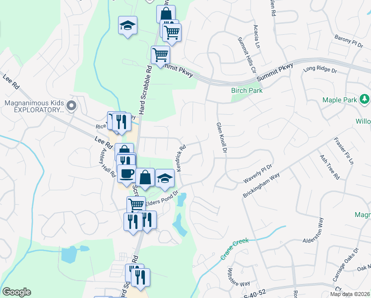 map of restaurants, bars, coffee shops, grocery stores, and more near 214 Kendrick Road in Columbia