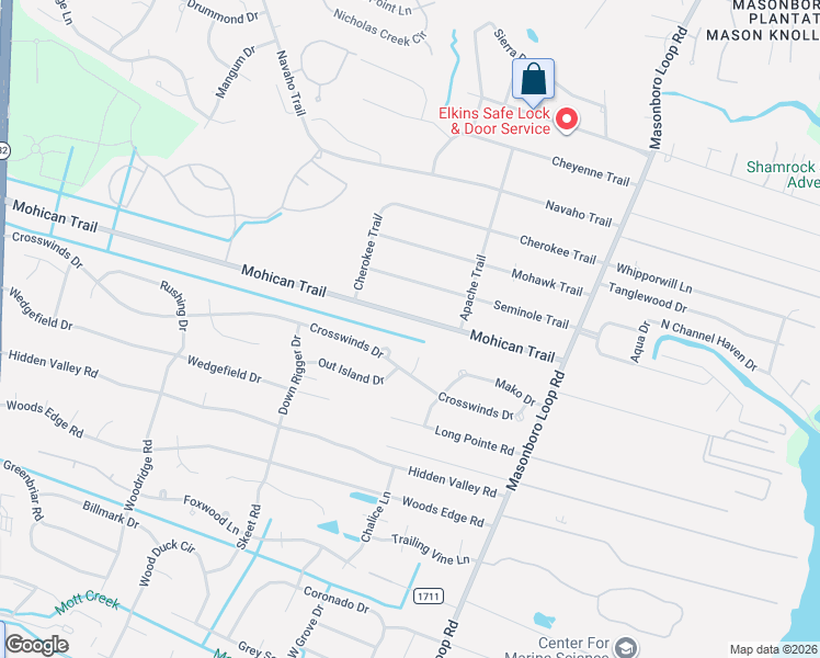 map of restaurants, bars, coffee shops, grocery stores, and more near 5800 Seabuoy Circle in Wilmington
