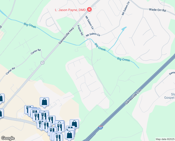 map of restaurants, bars, coffee shops, grocery stores, and more near 5220 Wild Cedar Drive in Buford
