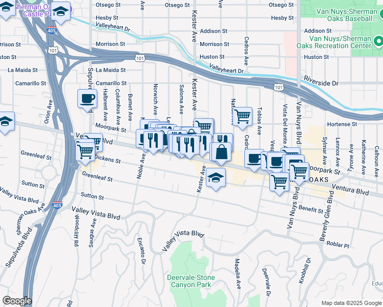 map of restaurants, bars, coffee shops, grocery stores, and more near in Los Angeles