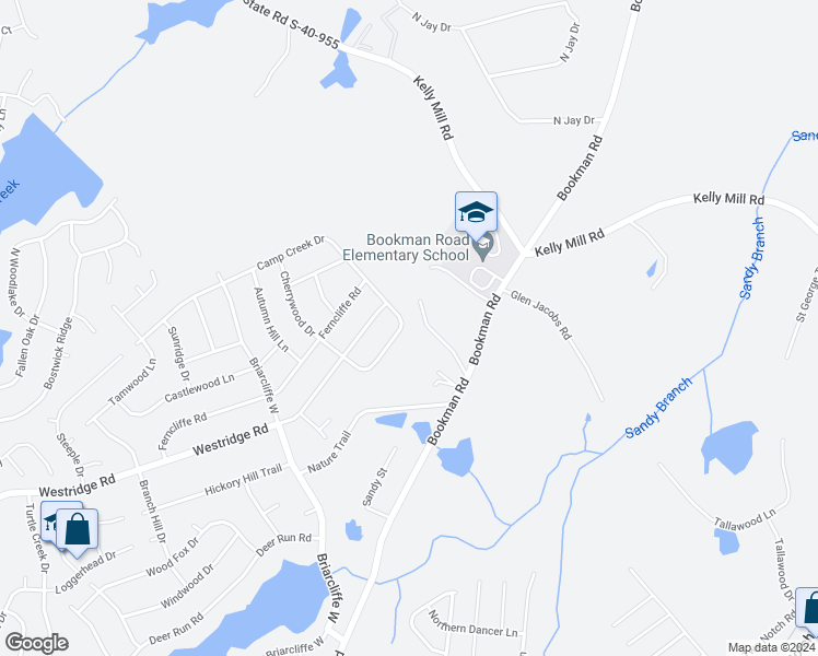 map of restaurants, bars, coffee shops, grocery stores, and more near 38 Camp Creek Drive in Elgin