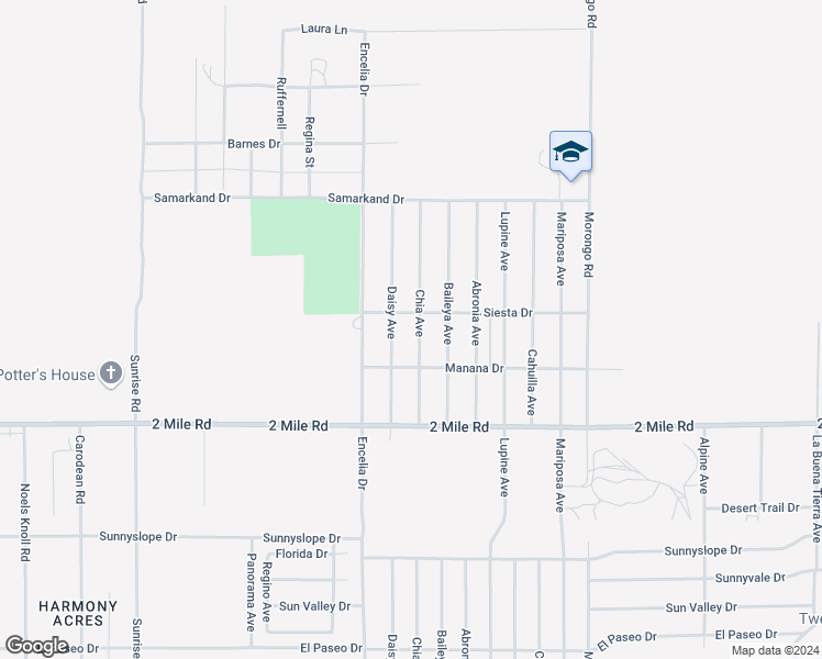 map of restaurants, bars, coffee shops, grocery stores, and more near 5530 Chia Avenue in Twentynine Palms