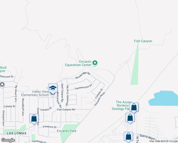 map of restaurants, bars, coffee shops, grocery stores, and more near 3737 Encanto Parkway in Duarte