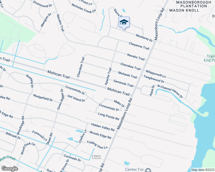map of restaurants, bars, coffee shops, grocery stores, and more near 142 Mohican Trail in Wilmington