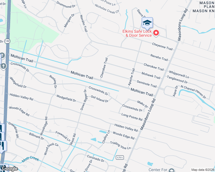 map of restaurants, bars, coffee shops, grocery stores, and more near 234 Mohican Trail in Wilmington