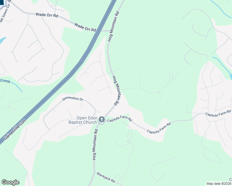 map of restaurants, bars, coffee shops, grocery stores, and more near 5421 Hog Mountain Road in Flowery Branch