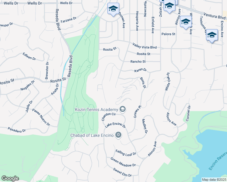 map of restaurants, bars, coffee shops, grocery stores, and more near 4601 Lindley Avenue in Los Angeles