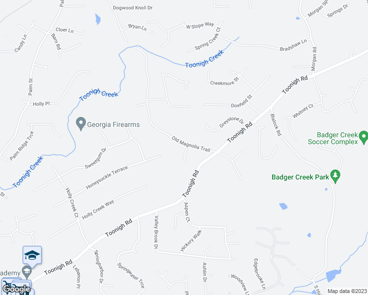 map of restaurants, bars, coffee shops, grocery stores, and more near 550 Old Magnolia Trail in Canton