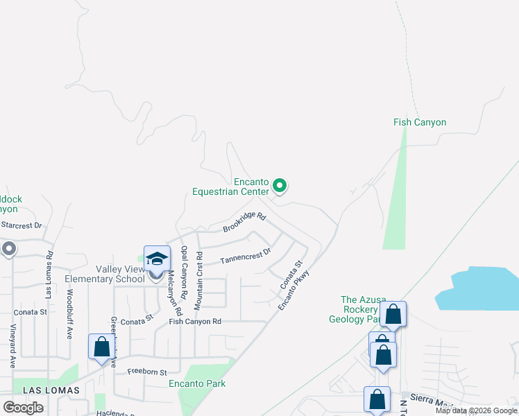 map of restaurants, bars, coffee shops, grocery stores, and more near 3349 Brookridge Road in Duarte