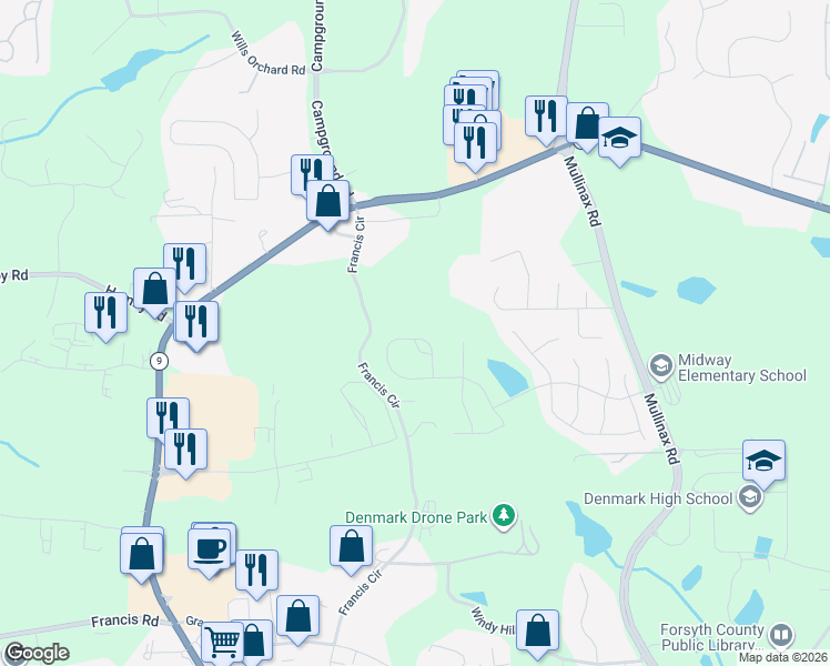 map of restaurants, bars, coffee shops, grocery stores, and more near 1645 Hampton Oaks Drive in Alpharetta