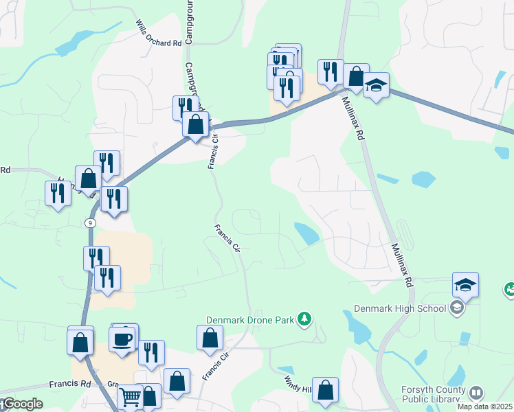 map of restaurants, bars, coffee shops, grocery stores, and more near 1645 Hampton Oaks Drive in Alpharetta