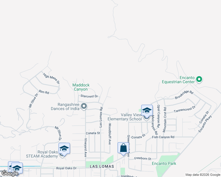 map of restaurants, bars, coffee shops, grocery stores, and more near 56 Las Lomas Road in Duarte