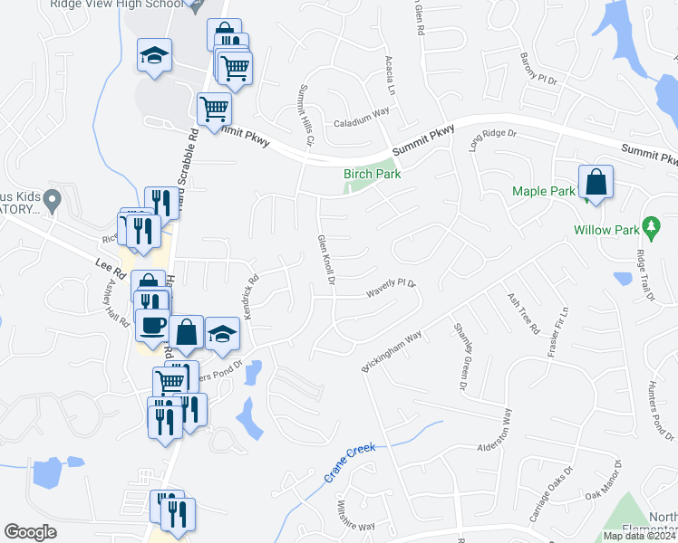 map of restaurants, bars, coffee shops, grocery stores, and more near 33 Glen Knoll Place in Columbia