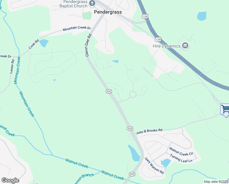 map of restaurants, bars, coffee shops, grocery stores, and more near 575 Cottage Loop in Pendergrass