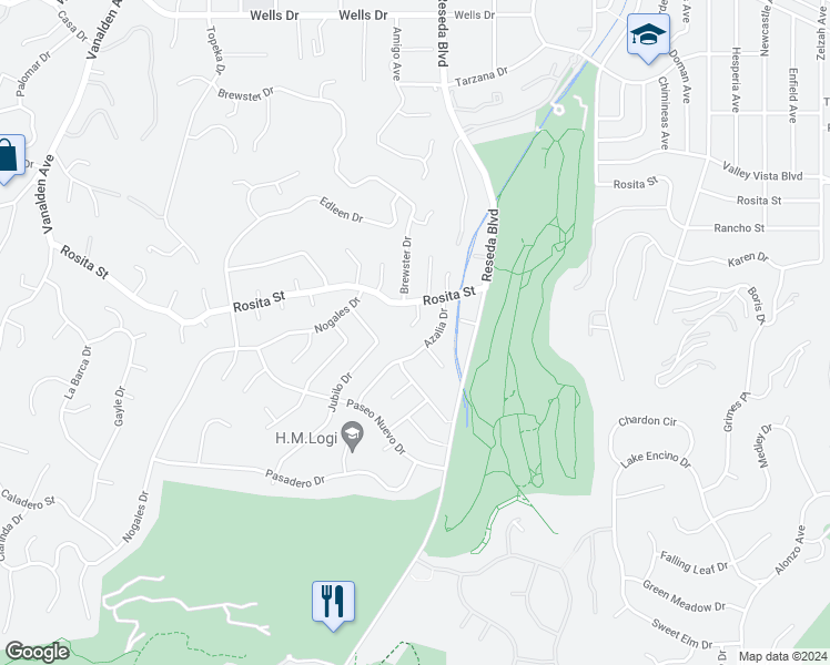 map of restaurants, bars, coffee shops, grocery stores, and more near 4506 El Abaca Place in Los Angeles