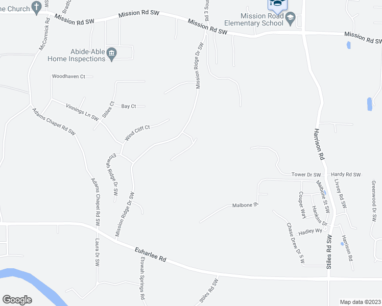 map of restaurants, bars, coffee shops, grocery stores, and more near 25 Mountain Trail Court Southwest in Cartersville